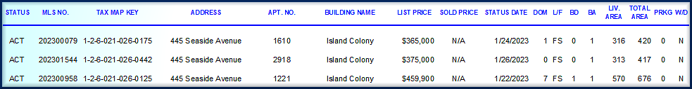 Island Colony Listings